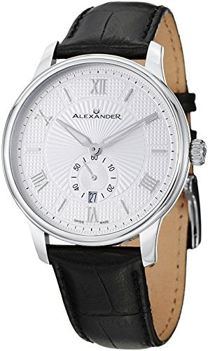Alexander A102-01 Statesman Regalia Men's Silver Dial Analog Swiss Leather Watch
