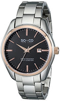 SO&CO New York Men's 5101.5 Madison Date Black Dial Stainless Steel Link Bracelet Watch