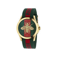 Gucci Quartz Gold and Nylon Casual Watch, Color(Model: YA126487)