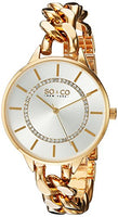 SO&CO New York Women's 5225.3 SoHo Quartz Silver Crystal Accented Dial Stainless Steel 23K Gold-Tone Chain-Link Bracelet Watch