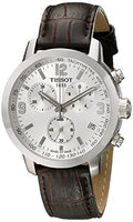 Tissot Men's TIST0554171603700 PRC 200 Chronograph Stainless Steel Watch with Brown Leather Band