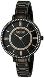 SO&CO New York Women's 5066.5 SoHo Quartz Crystal Accent Black Stainless Steel Watch