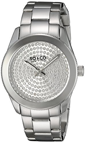 SO&CO New York Women's 5067.1 Madison Quartz Crystal Filled Dial Stainless Steel Link Bracelet Watch