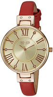 SO&CO New York Women's 5091.4 Slim Red Crystal Accent Leather Strap Watch