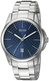 SO&CO New York Men's 5095.3 Madison Quartz Blue Square Design Dial Date Luminous Hands Stainless Steel Link Bracelet Watch