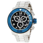 Invicta 12534 Mens Sea Hunter Black Dial Blue Bezel Stainless Steel Chrono Watch