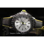 Invicta 12614 Men's Pro Diver Silver Dial Analog Black Leather Strap Watch