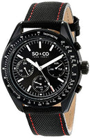 SO&CO New York Men's 5027.2 Monticello Tachymeter Day and Date Watch with Nylon-Covered Leather Band