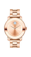 Movado Women's BOLD Iconic Metal Rose Gold Watch with a Flat Dot Sunray Dial, Gold/Pink (3600086)