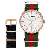 SO&CO New York Men's 'Madison' Quartz Stainless Steel and Canvas Casual Watch, Color:Green (Model: 5265.SET.3)
