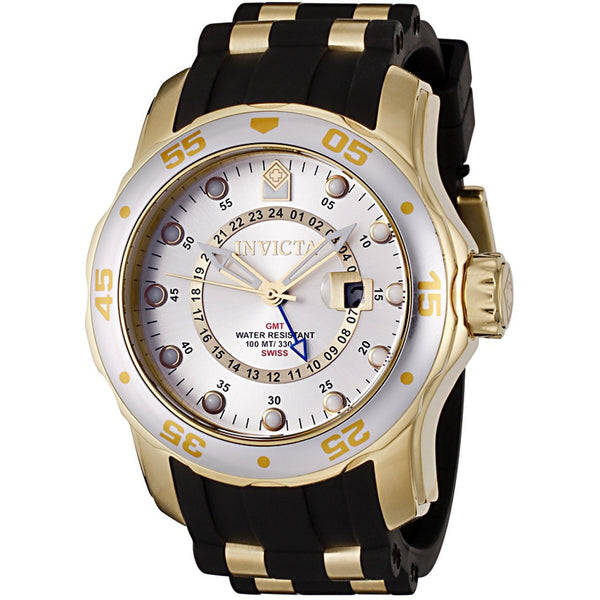 Invicta Men's 6995 Pro Diver Quartz GMT Silver, Gold Dial Watch