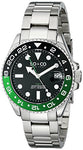 SO&CO New York Men's 5021.1 Yacht Club Stainless Steel Date Luminous Hands and Markers Blue and Green Unidirectional Bezel Stainless Steel Link Bracelet Watch
