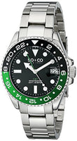SO&CO New York Men's 5021.1 Yacht Club Stainless Steel Date Luminous Hands and Markers Blue and Green Unidirectional Bezel Stainless Steel Link Bracelet Watch