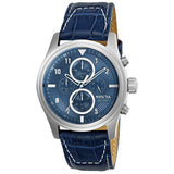 Invicta Men's 'Aviator' Quartz Stainless Steel and Leather Casual Watch, Color:Blue (Model: 22977)
