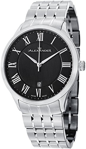 Alexander A103B-02 Statesman Triumph Mens Black Dial Stainless Steel Swiss Watch
