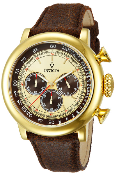 Invicta Men's 13058 Vintage Gold-Tone Stainless Steel Dial Leather Watch