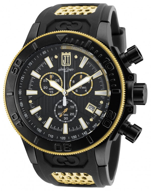 Invicta 19577 Men's Jason Taylor Chrono Gold Tone Accented Black Dial ...