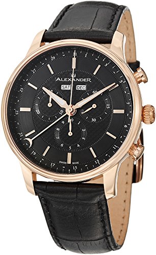 Alexander A101-04 Statesman Chieftain Mens Chronograph Black Leather Swiss Watch