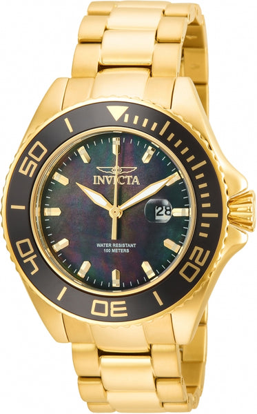 Invicta Men's 23072 Pro Diver Quartz 3 Hand Black Dial Watch
