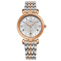 Alexander Monarch Olympias Date Silver Large Face Watch For Women - Swiss Quartz Stainless Steel Two Tone Band Elegant Ladies Fashion Dress Watch A202B-03