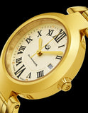 Alexander Monarch Niki Date Silver Large Face Watch For Women - Swiss Quartz Yellow Gold Plated Elegant Ladies Fashion Designer Dress Watch A203B-03