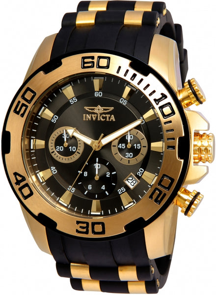 Invicta Men's Pro Diver Gold-Tone Polyurethane Band Swiss Quartz  Watch 22344