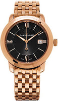 Alexander Heroic Macedon Bracelet Wrist Watch For Men - Black Dial Date Analog Swiss Watch - Stainless Steel Plated Rose Gold Watch - Mens Designer Watch A111B-07
