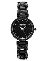 SO&CO New York Women's 5062.4 SoHo Quartz Crystal Accent Black Chain Link Bracelet Watch